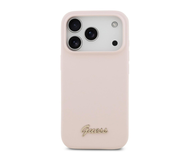 GUESS Silicone Script Metal Logo MagSafe do iPhone 17 Pro różowy - 1365586 - zdjęcie 2